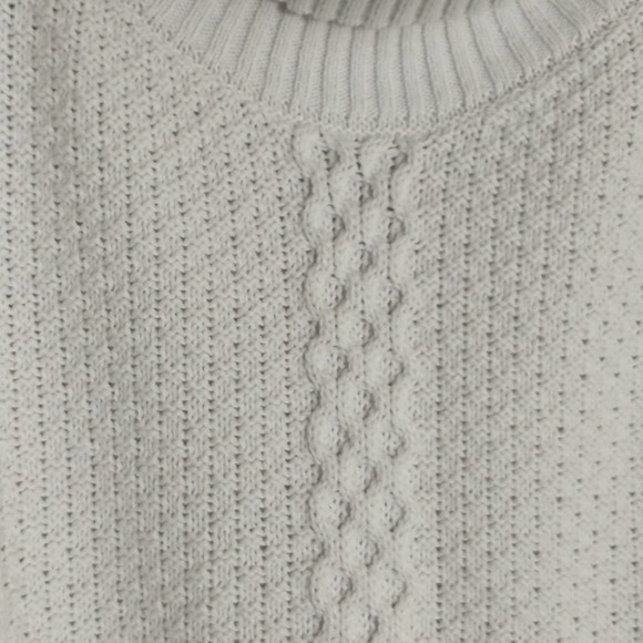 a.na. Chunky Cable Knit Sweater Women's Sz L Grey White Long Sleeve Turtle Neck - Picture 4 of 9